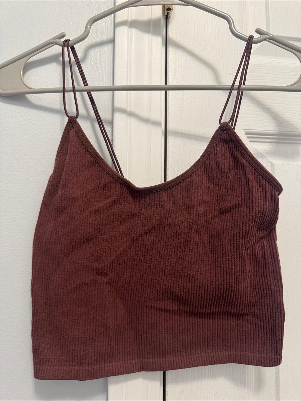 Women's Ribbed Spaghetti Strap Tank Top brown